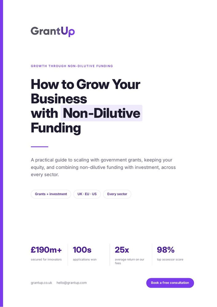 Front cover of the Grow with non-dilutive funding PDF